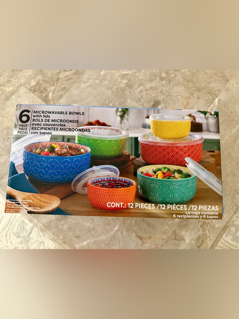 Signature Houseware Ceramic  Storage Bowls With Lids  - Set of 6 (Multicolor)